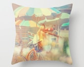 Pillow Cover, Seaside Town, Photo Pillow, Pastel Orange Color, Cottage Decor,  Living Room, Bedroom, Shabby Chic, 16x16, 18x18, 20x20