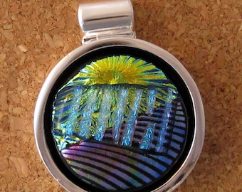 Dichroic Pendant in Silver Setting Fused Glass Pendant Glass Jewelry Glass Pendant