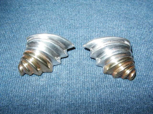 925 Sterling Silver w/Gold Half Layer Seashell, Snail, Tornado Shape Pierced Earrings 15.1 grams