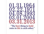 Subway Art, Father's Day Gift, Wedding Gift, personalized subway dates, family dates, best thing in life