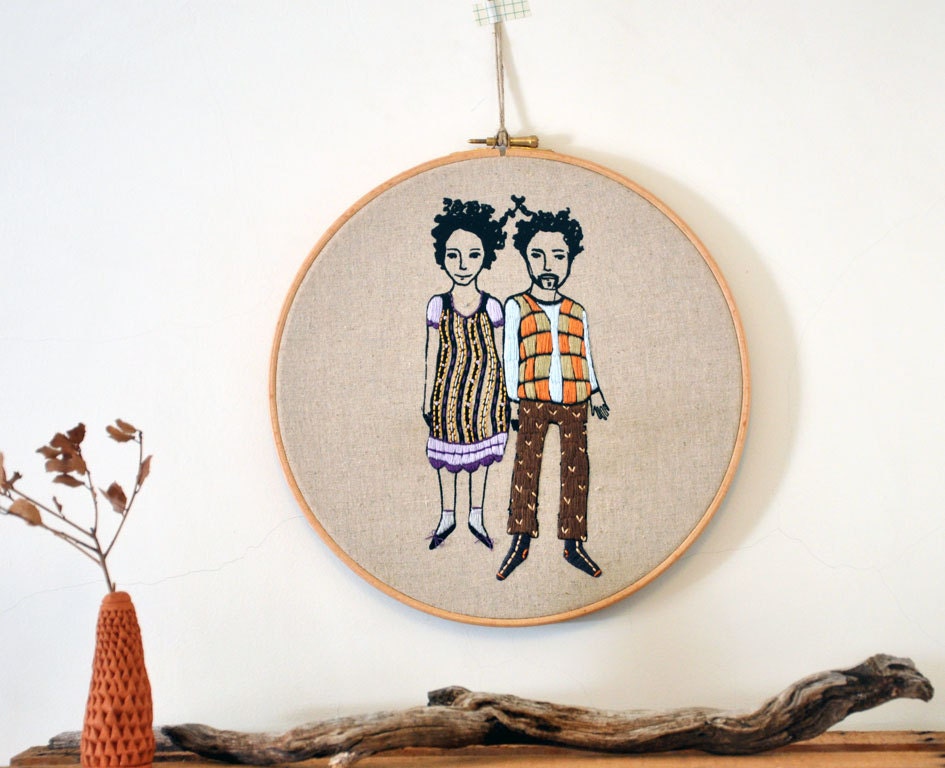 Connected Dream V - mixed media embroidery hoop art