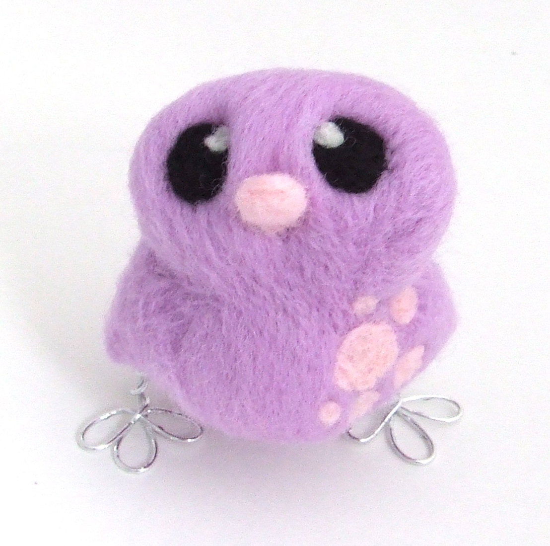 Easter Chick Needlefelted Bird in Lilac and Pale Pink - feltmeupdesigns