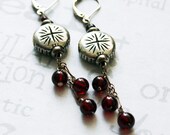 Garnet Sun Drop  Sterling Silver Earrings