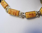 Vintage signed Coro Choker, Thermoset Necklace, Melon Orange Confetti, Adjustable, Retro, Mad Men