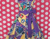 Batman & Robin Gotham City Montage Corset Halter Dress SIZE 10