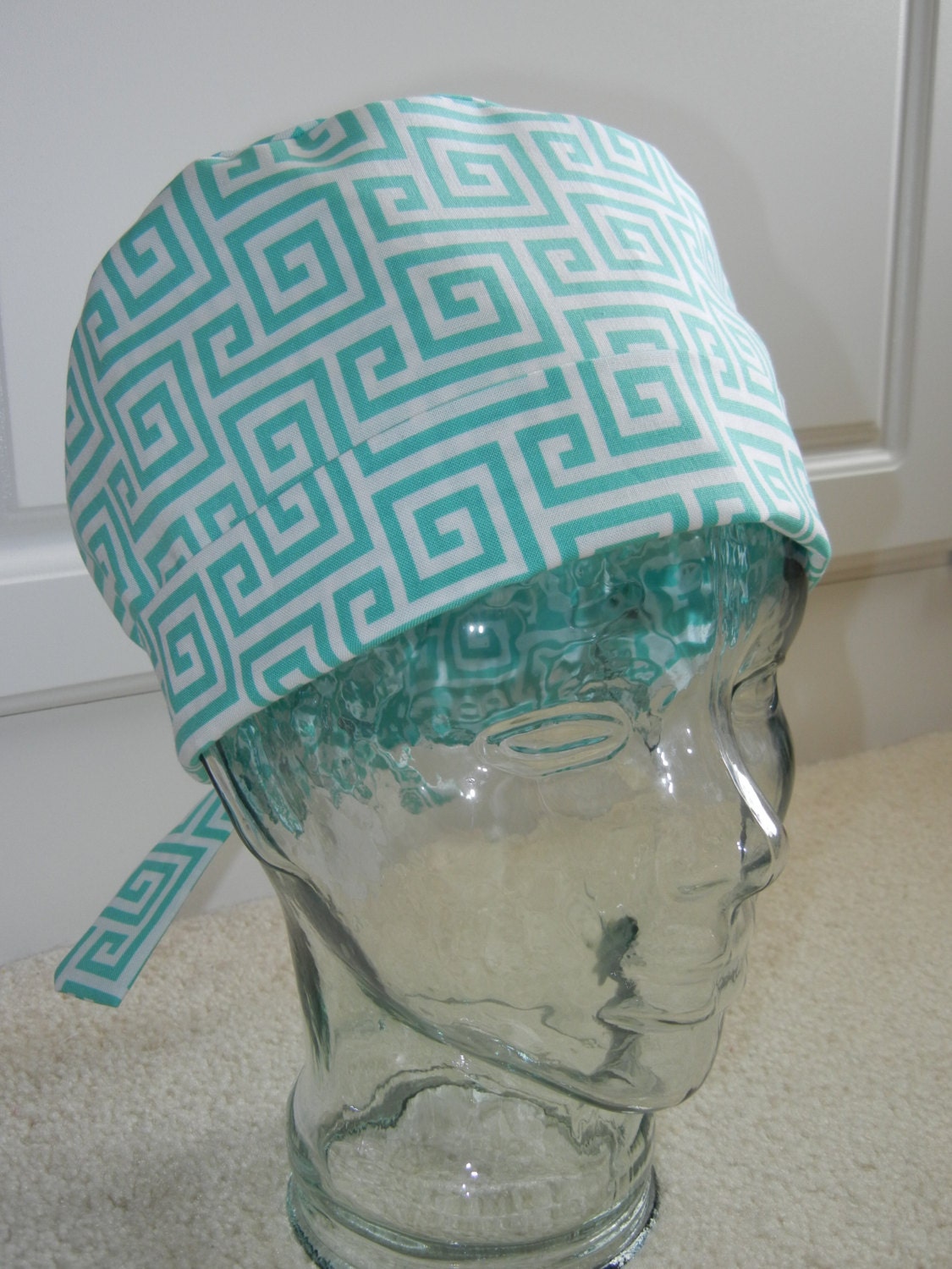 Tie Back Surgical Scrub Hat in Geo Maze