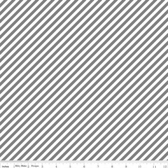 Little Red Riding Hood quilt or craft fabric by Tasha Noel for Riley Blake Designs- Little Stripe in Gray- 1 yard or by the yard