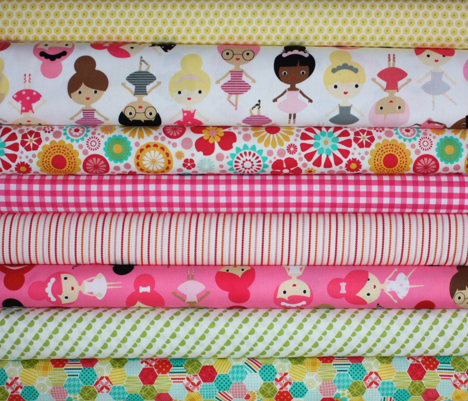 Ballerina Recital Day quilt fabric bundle by Robert Kaufman- Yard Bundle, 8 total