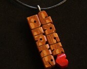 Wood Names Love Pendant with Cord - Leopardwood