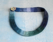 Knit  necklace - blue denim ombre - stripe colorblock choker