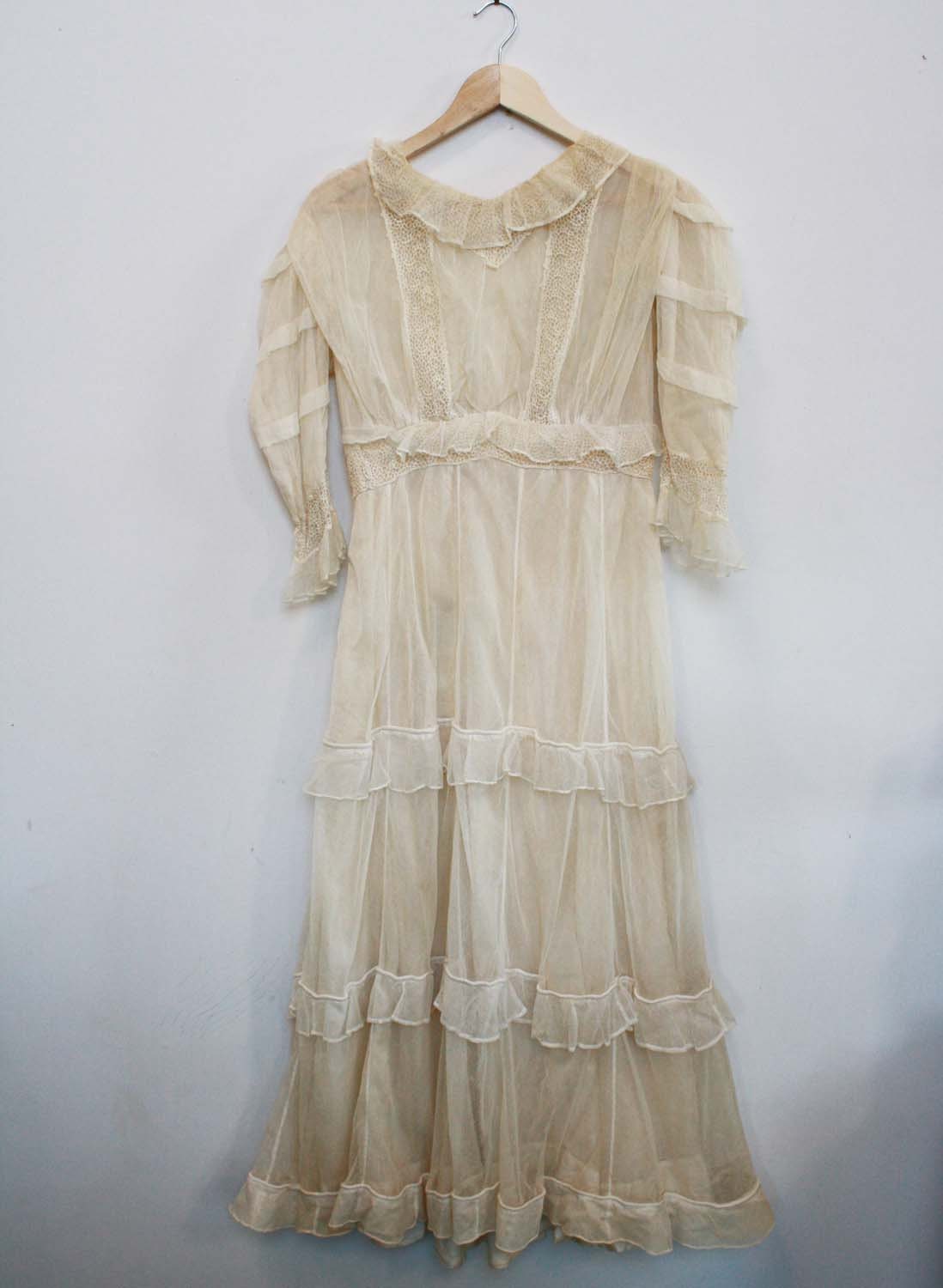 1910's Edwardian Lace Cotton and Silk Tea Dress