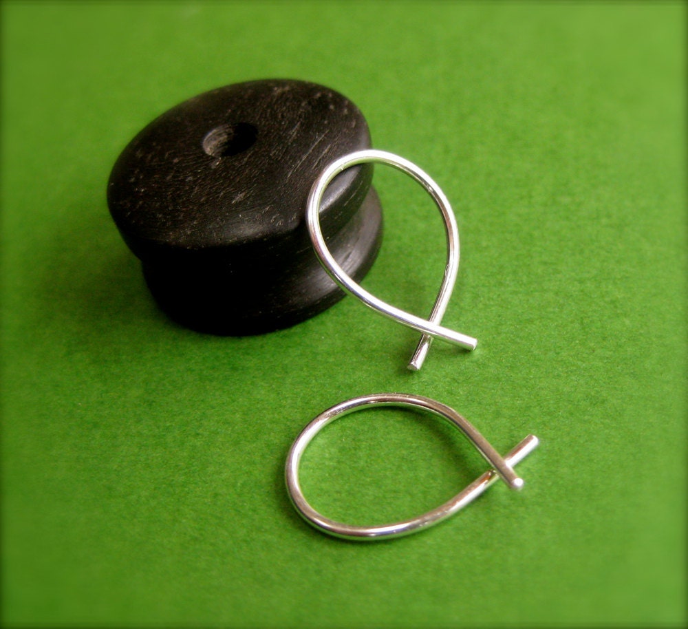Small Hoop Earrings- Fish Shaped Hoops- Silver Wire Hoops