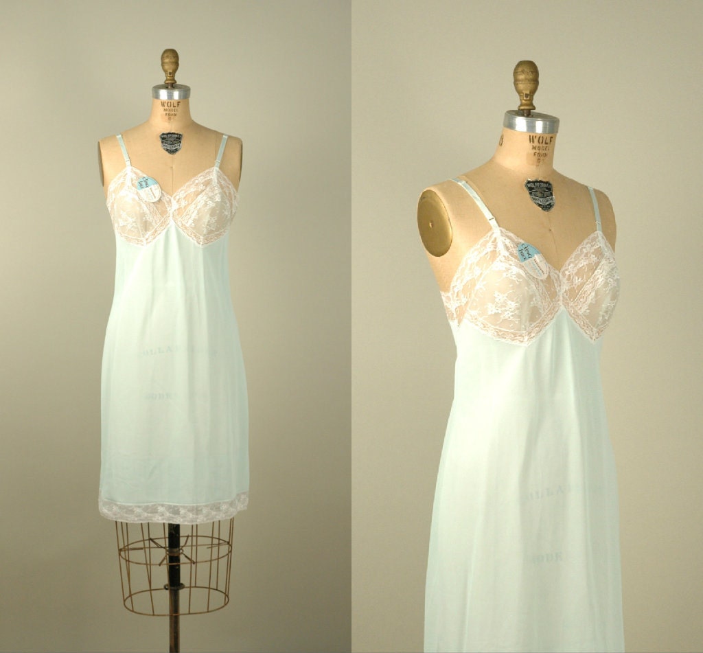 1960s Sea Foam Vassarette Slip / Vintage Mint Lingerie