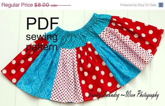 On Sale 2.50 Off Whimsy Couture Sewing Pattern Tutorial ebook -- Scrappy Twirl Skirt -- NB -12 girls PDF Instant
