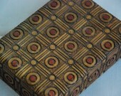 Vintage German Handarbeit Painted Wooden Pyrography Jewelry Trinket Box 1960's