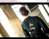 On Sale till May24th Personalized Robe for Bride or Bridesmaid....One robe with backside embroidery included.