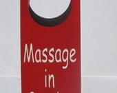 Massage in Session Painted  Wooden Door Knob Hanger Sign