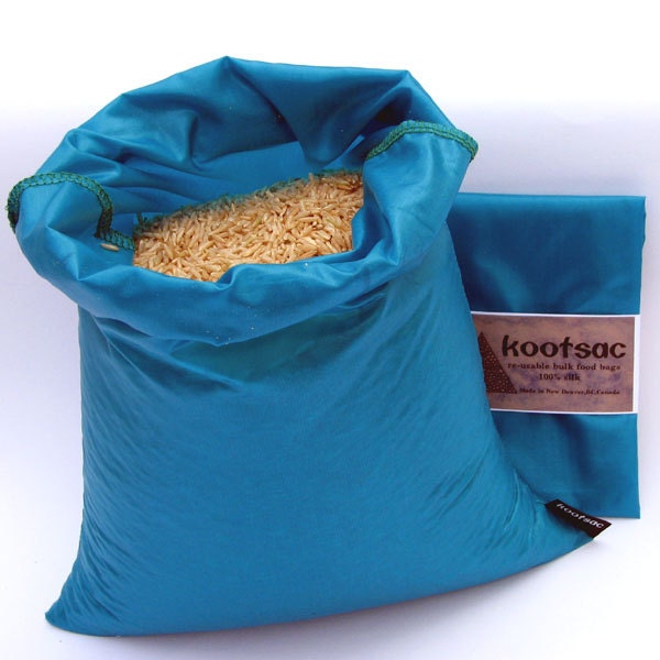 Reusable bulk food / produce ripstop nylon bag , lightweight, washable - large - turquoise