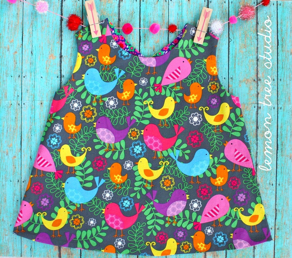NEW -- Cheerful Chirps -- a Reversible Pinafore (Simply Sweet Collection)