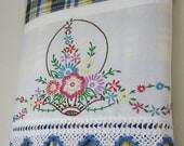 Recycled Vintage Pillowcase to Upcycled Tea Towel - Bountiful Basket - Homespun Home Decor