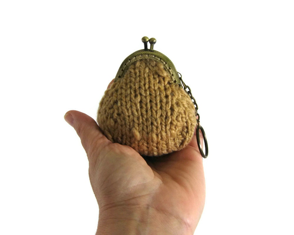 Ochre Coin Purse Hand Knitted