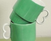 Vintage Green Stackable Mugs White Interiors