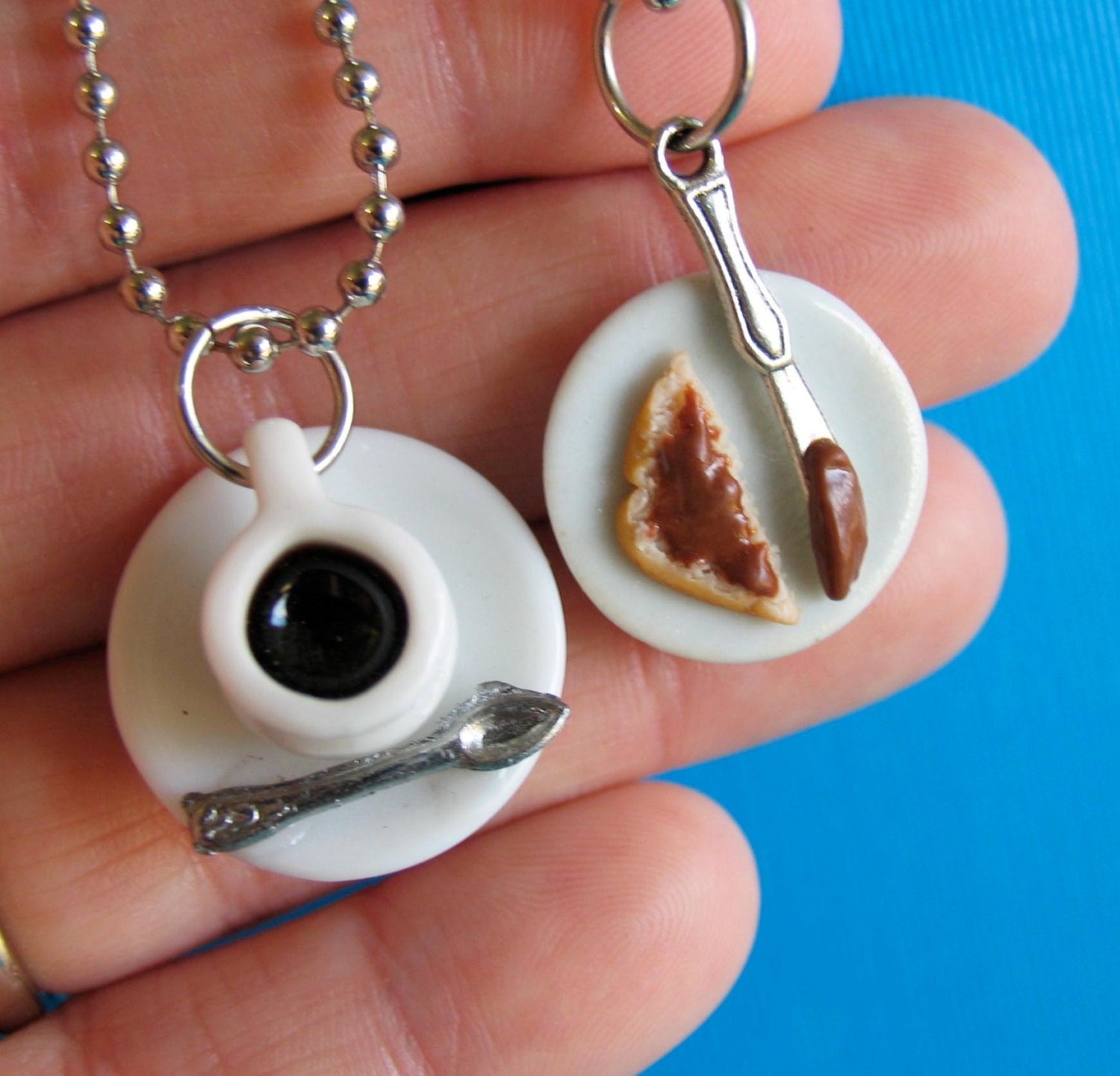 Best Friends Breakfast over Coffee and Nutella Toast Necklaces