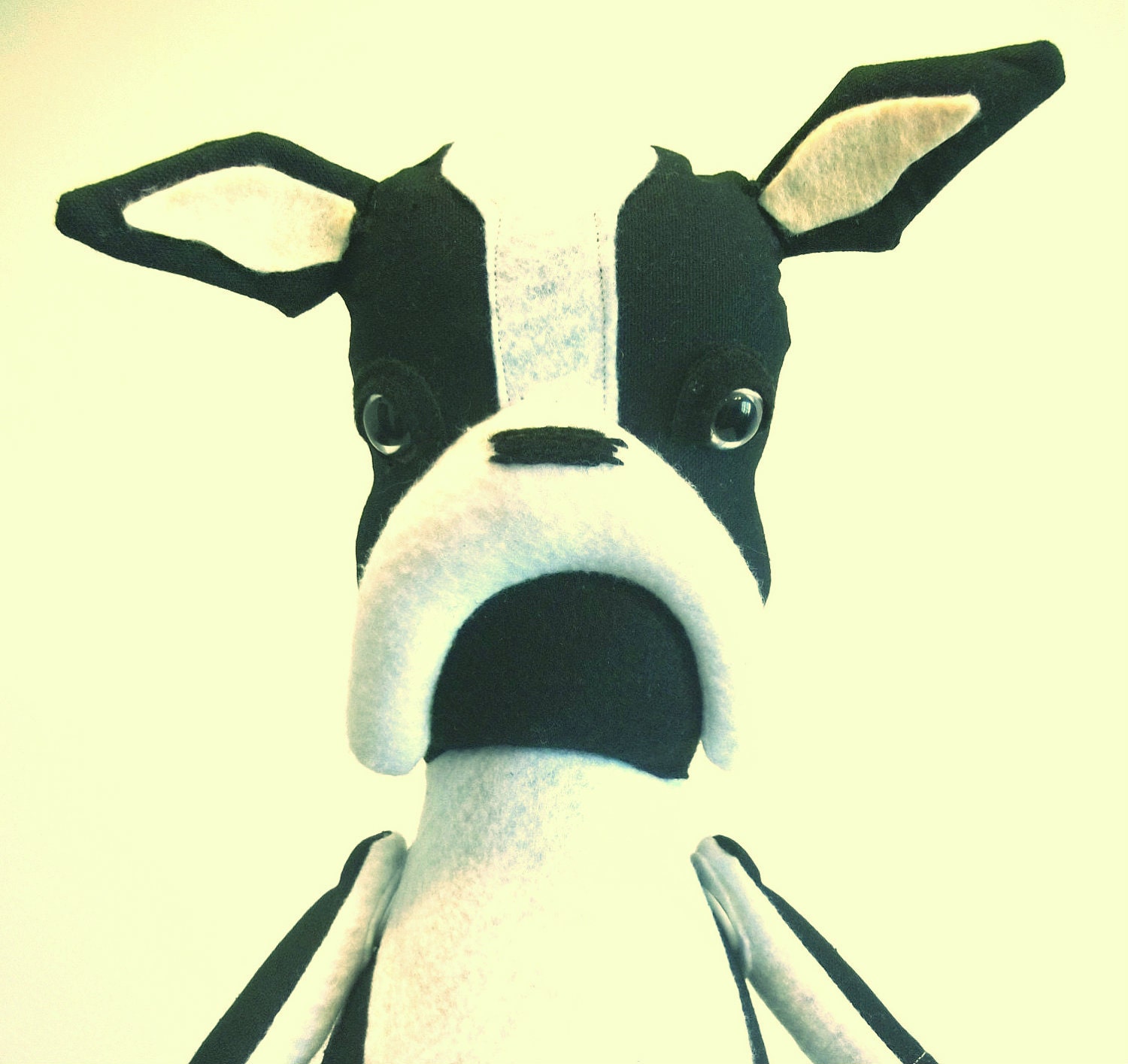 Boston Terrier stuffed animal (Black and White) boston terrier doll, toy, kids, soft sculpture, art doll, jointed, dog
