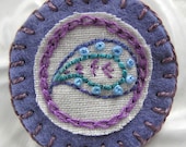 Embroidered Felt and Linen Brooch - Serenity - Periwinkle Petite Brooch