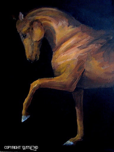 Horse equestrian painting  original ooak canvas still life art  FREE usa shipping