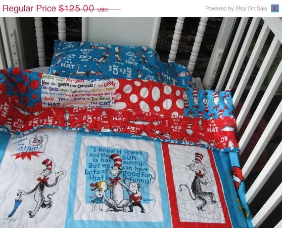 Baby Quilt Sale Dr. Seuss Quilt, Pillow, and Pillow Case