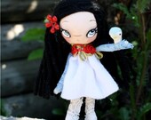 Snow White Doll Fairy Tale Porcelain Handpainted Blue Bird Paper Mache OOAK Art Doll
