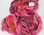 Recycled Multi color Chiffon silk sari ribbon HUGE skein NEW
