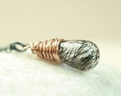 Rutilated Quartz  Necklace -    Oxidized Silver  -  Gold Filled  -   Mixed Metals  -  Gem Jewelry  -  Handmade Necklace  -  Wire Jewelry
