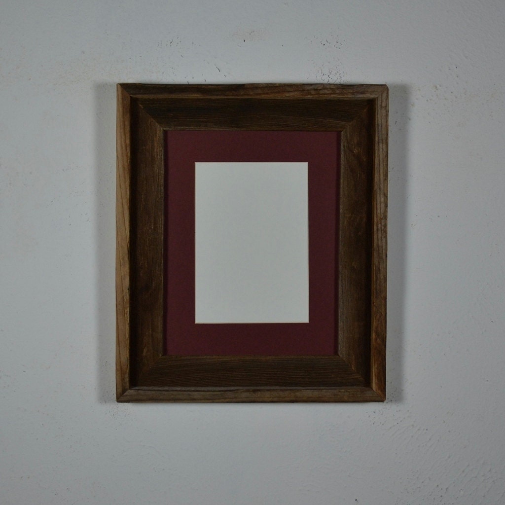 8x10 barnwood photo frame maroon 5x7 mat