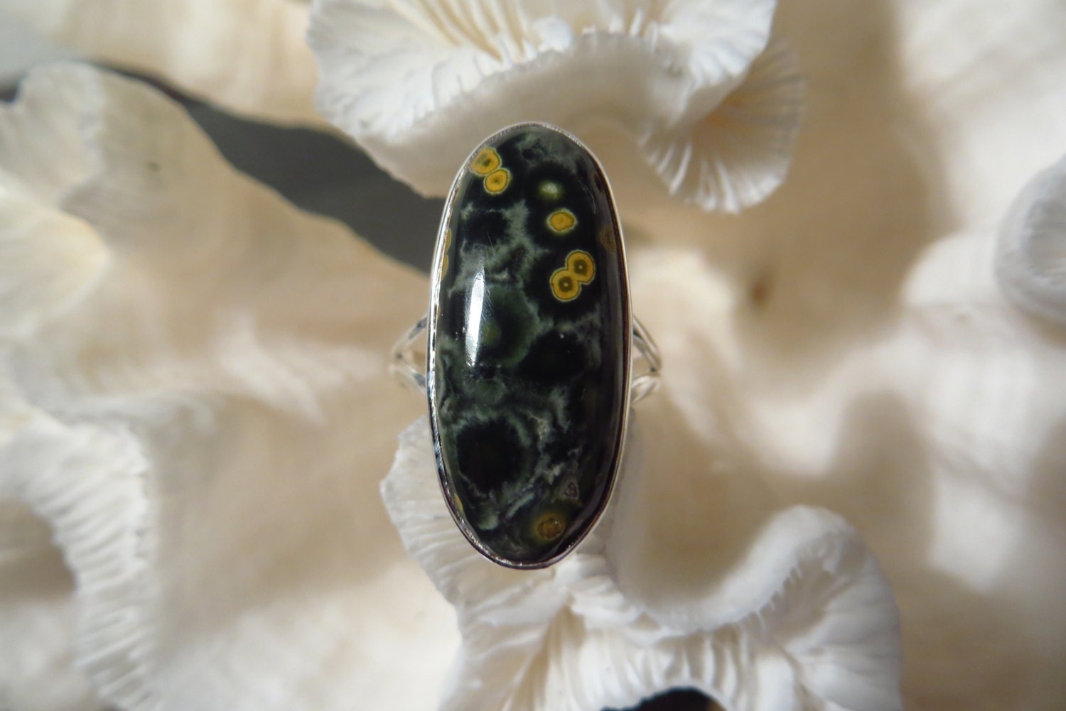 Beautiful Ocean Jasper Ring Size 7.5