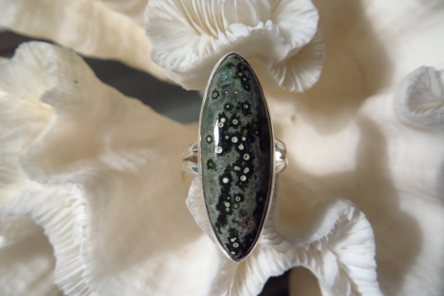 Beautiful Ocean Jasper Ring Size 8