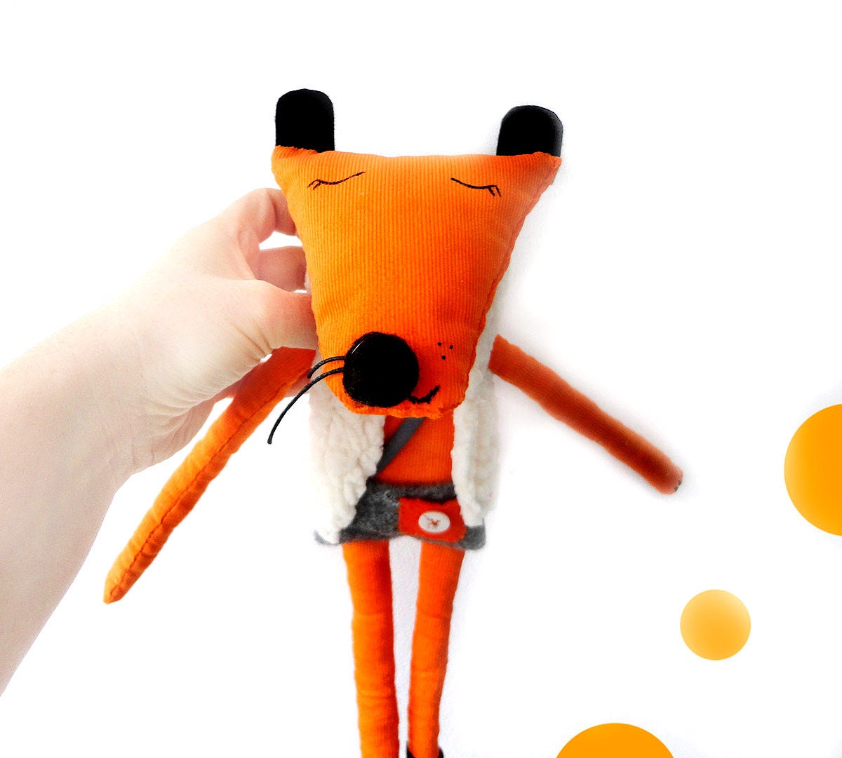 Orange Fox Toy -  Oscar. Art toy. Animal plush. Plush toy