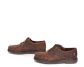 size 11 CHUKKA brown leather 80s MOCCASIN lace up ankle booties made by EASTLAND