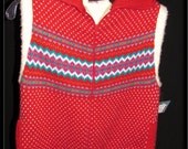 1980s SKI Bunny KNIT Fleece Vintage snow warm coat Vest Rainbow Hearts