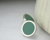 Mint Green Resin Earrings - Round Silver Post Earrings - Minnimalist Jewellery - Mod Dot - Made in Bath