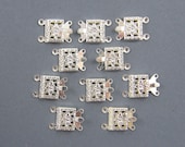 2 Strand Box Clasp, Silver Plated Box Clasp, Filigree Box Clasp