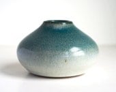 Teal and White Bud Vase, Stoneware