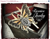 33% OFF  Sale Victorian KEYHOLE Antiqued Butterfly Headband steampunk golden neovictorian skeleton key lock fancy