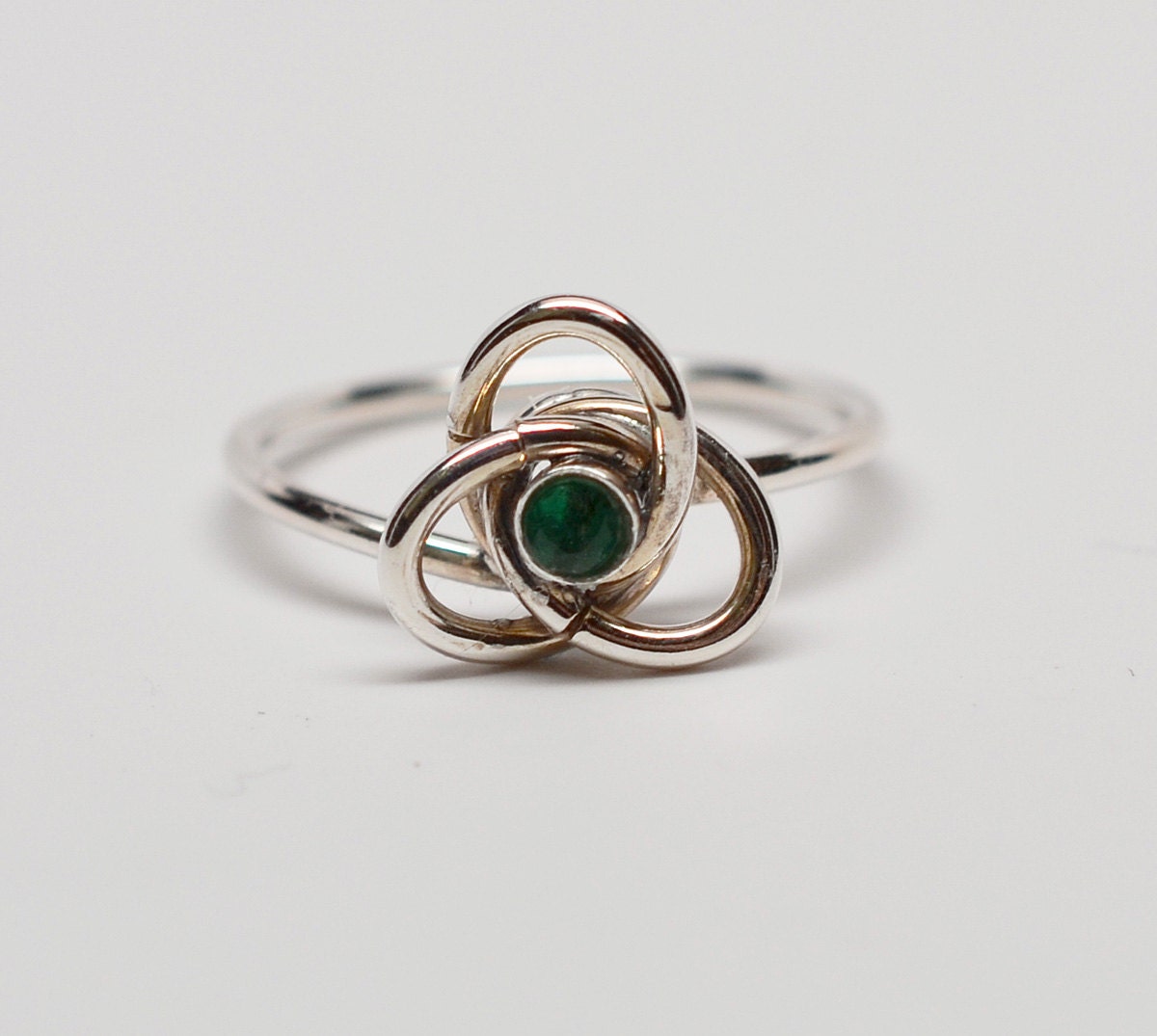 Sterling silver and gemstone celtic knot ring