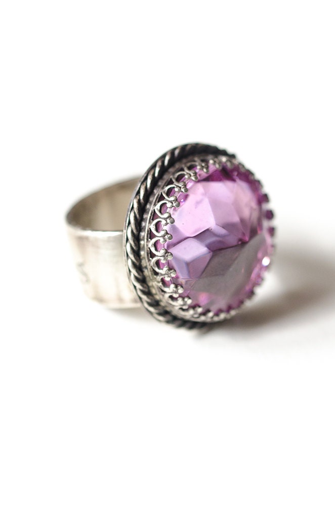 Sterling Ring - Pink Glass - Roseus - Medieval Inspired, Latin