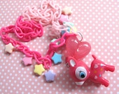 Pink  Bambi Deer. Hearts Spots. Kawaii Sweet Harajuku FairyKei Style Cute Mori Forest Puchi Barbie Rainbow Colourful Stars Necklace