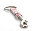Pastel Spring Pink Leather Keychain, A Classic Pink Leather Key Fob in Pink Patent Leather