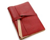 Large Red Leather Journal and Sketchbook, A Python Print Reptile Journal