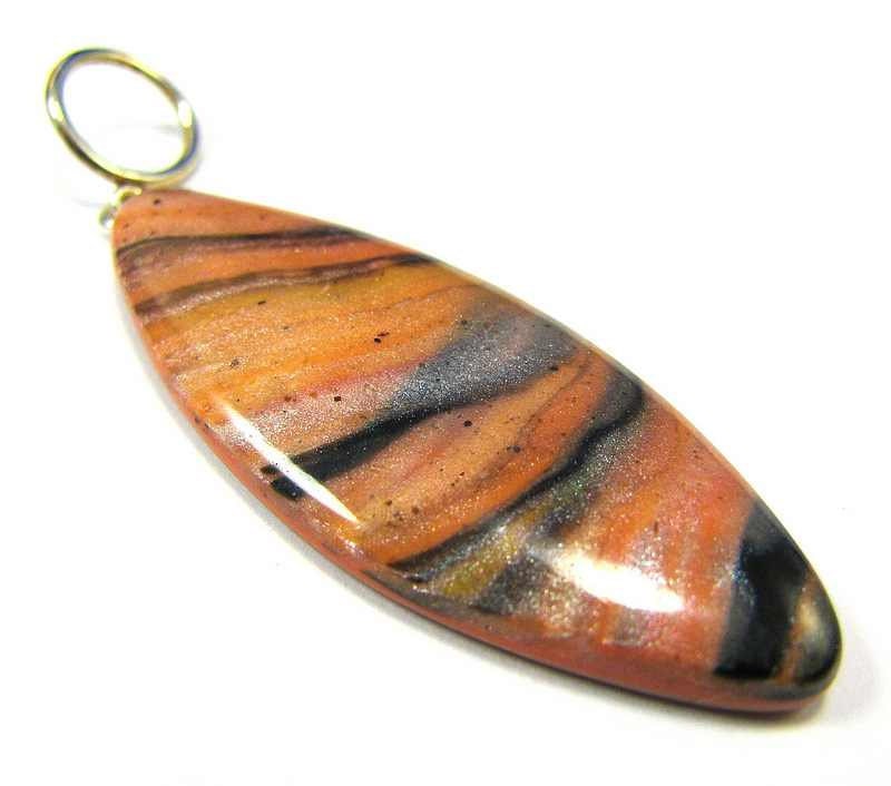 Pink Grapefruit Sunset Polymer Clay Pendant